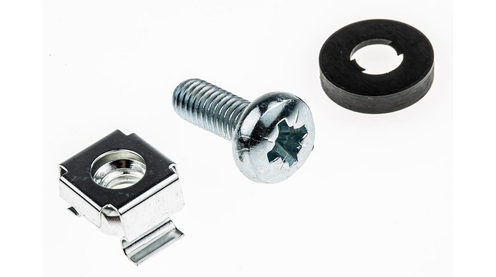 Schraube mit Mutter und Unterlegscheibe, Maschine, Pozidriv, M6, 16mm, Packung à 10 Stück